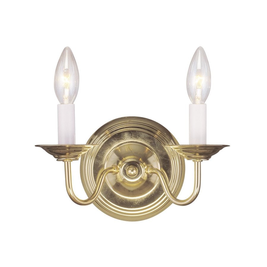 Shop Livex Lighting Williamsburg 10-in W 2-Light Polished Brass Candle Wall Sconce at Lowes.com