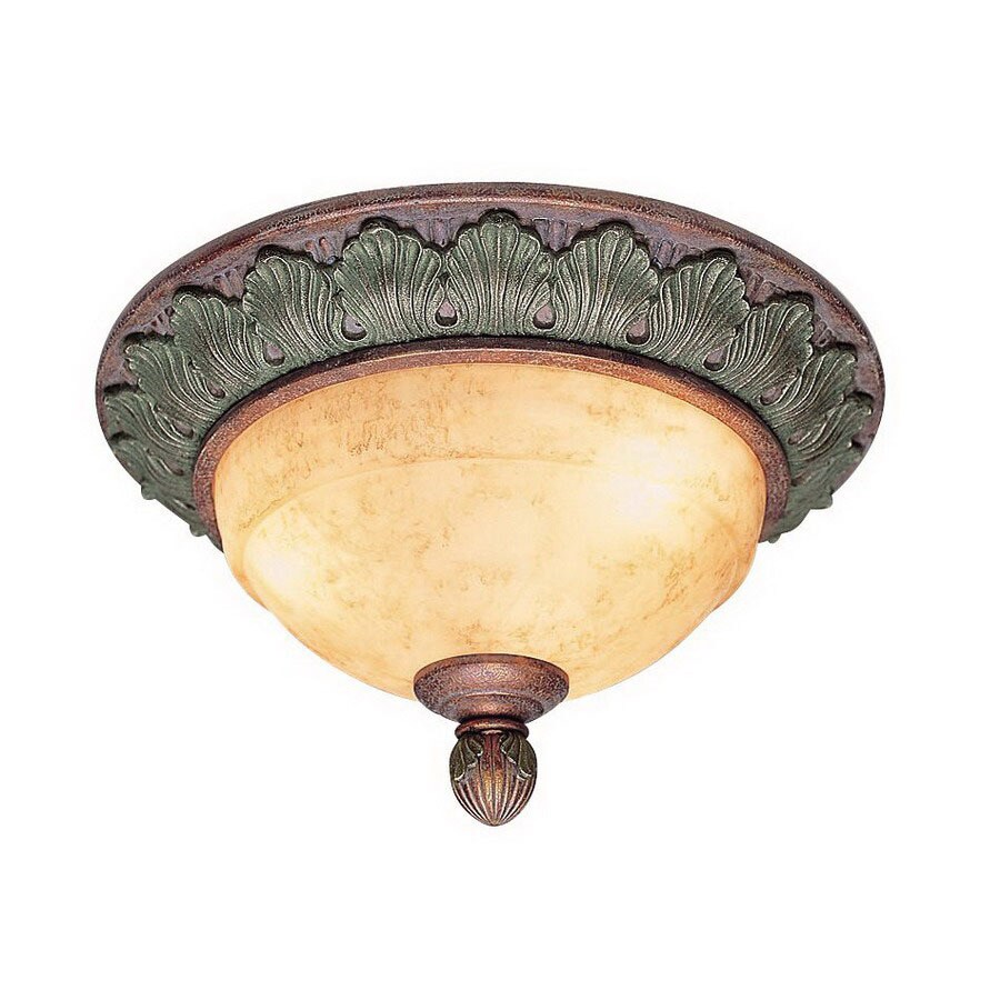 Livex Lighting 8243-17 1-Light 14.5-in Crackled Bronze Flush Mount Light