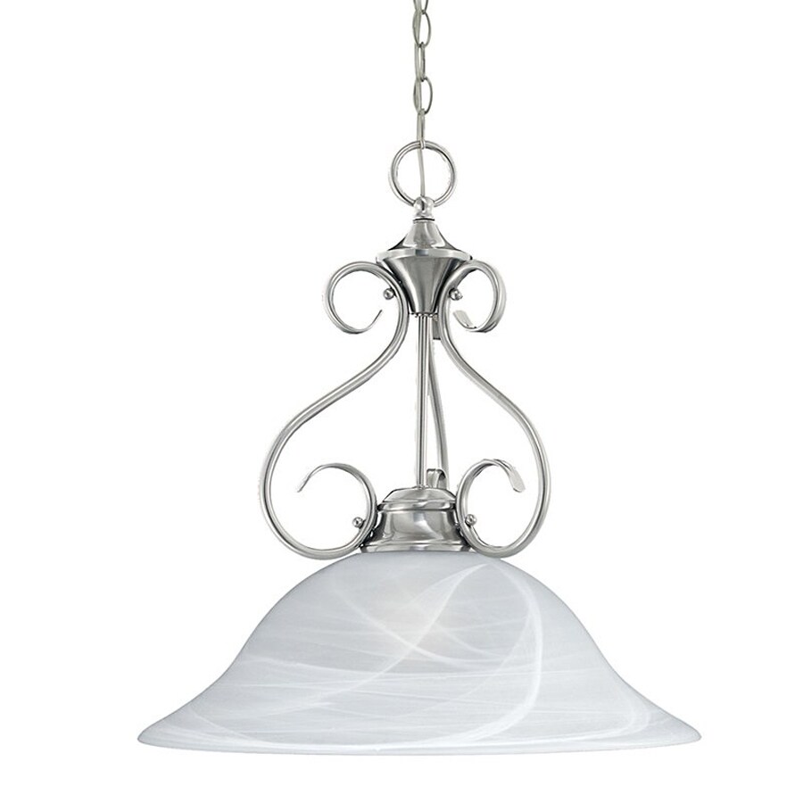 Thomas Lighting 16 In Brushed Nickel Single Alabaster Glass Thomas Lighting 16 In Brushed Nickel Single Alabaster Glass Bell Pendant