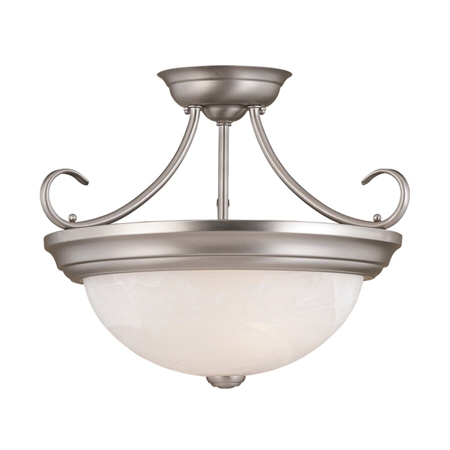 Shop Millennium Lighting 15-in W Satin nickel Alabaster Glass Semi ...