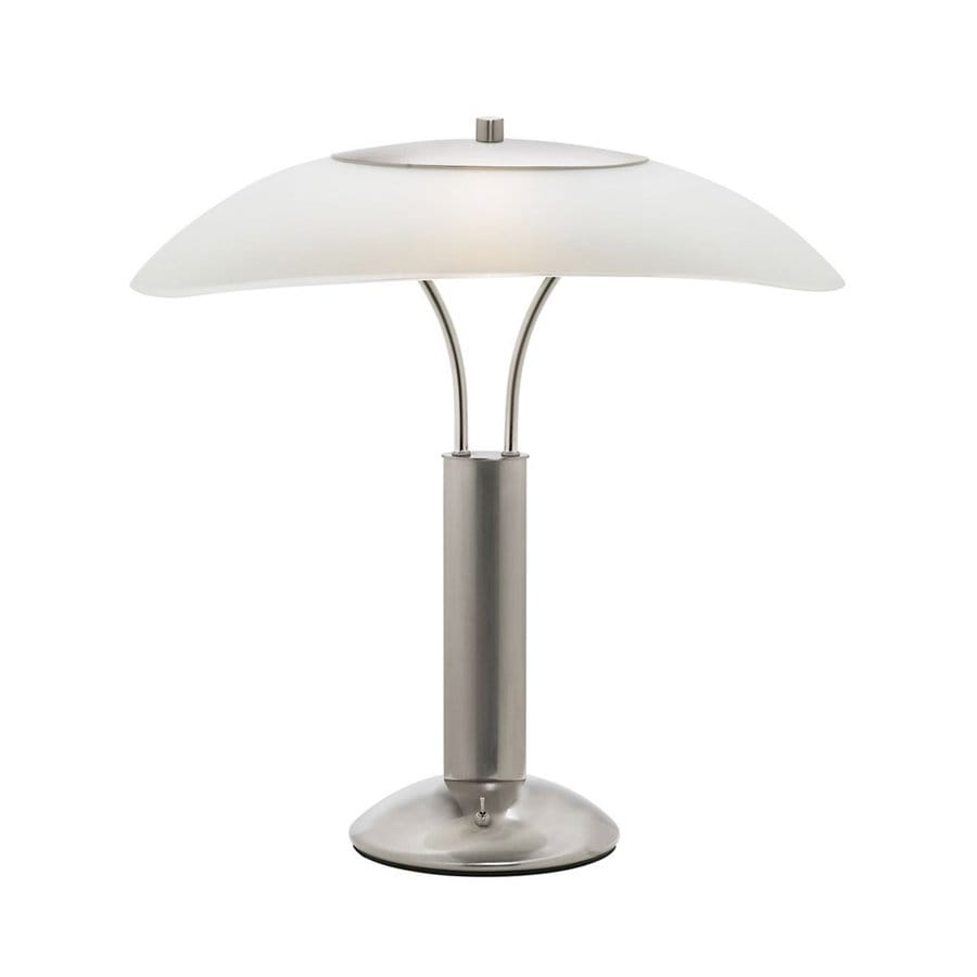 Dainolite Lighting 21 In Satin Chrome Table Lamp With Glass Dainolite Lighting 21 In Satin Chrome Table Lamp With Glass Shade