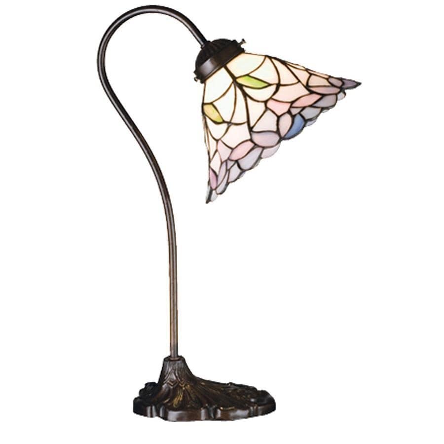 Meyda Daffodil 18 5 In Gany Bronze Downbridge Desk Lamp Meyda Daffodil 18 5 In Gany Bronze Downbridge Desk Lamp With Glass Shade