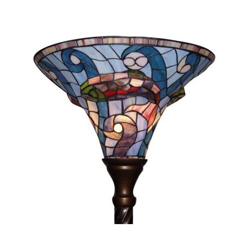 Warehouse of Tiffany 72in Zinc TiffanyStyle Torchiere Floor Lamp with