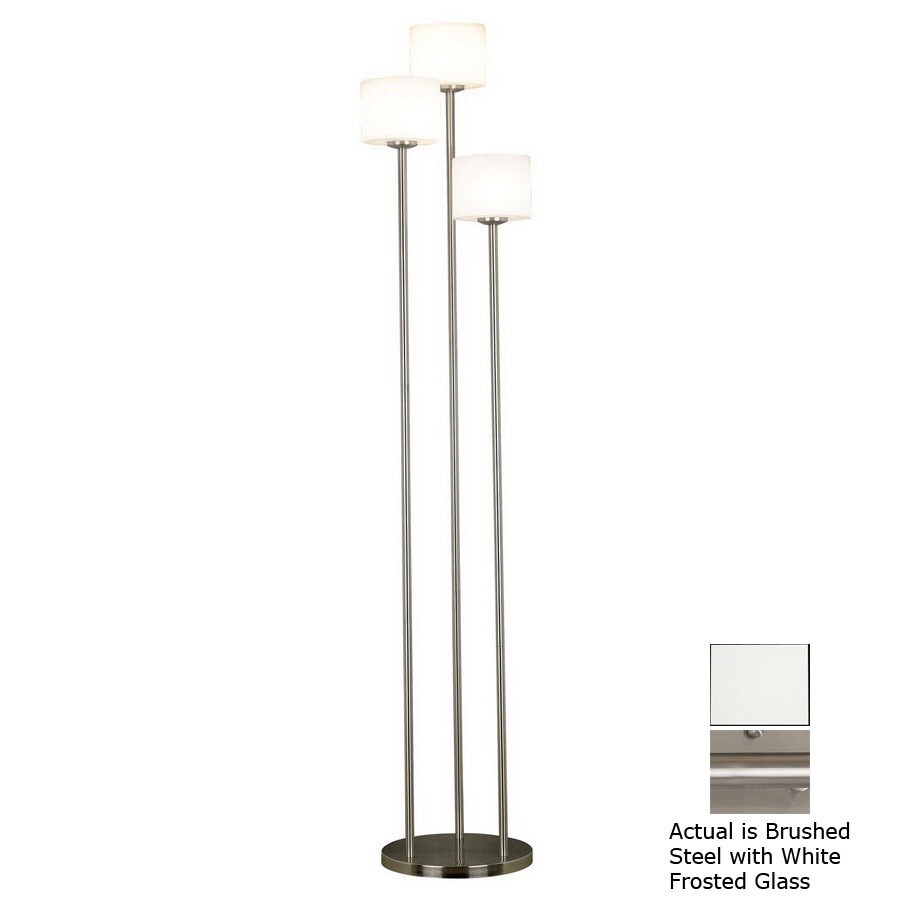 Kenroy Home 72 In Brushed Steel Torchiere Indoor Floor Lamp Kenroy Home 72 In Brushed Steel Torchiere Indoor Floor Lamp With Glass Shade