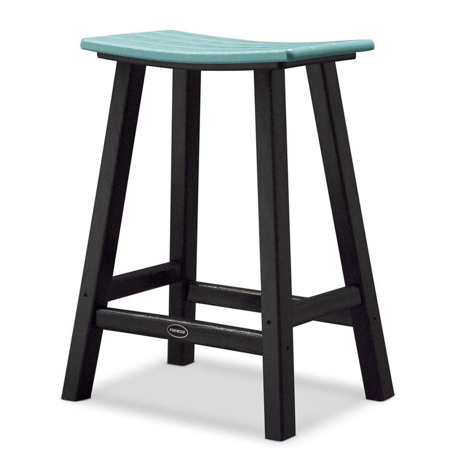 POLYWOOD Contempo Plastic Bar Stool Chair with Slat Seat in the Patio