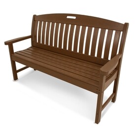 Patio Benches At Lowes Polywood Nautical 25 In W X 63 75 L Teak Plastic Patio Bench