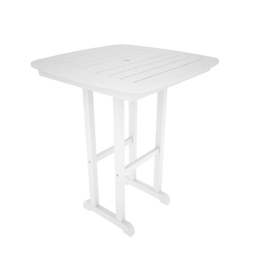 POLYWOOD NCRT31WH Nautical 31-in W x 31-in L Square Plastic Bar Table