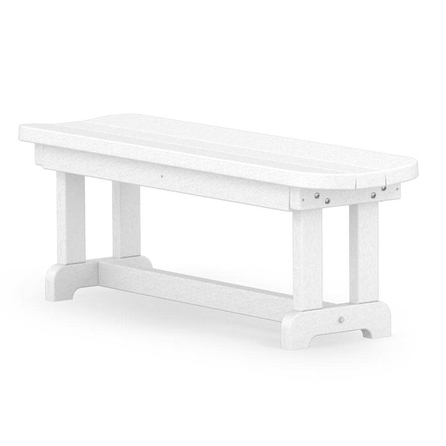 POLYWOOD Park 14.5in W x 48in L White Plastic Patio Bench at