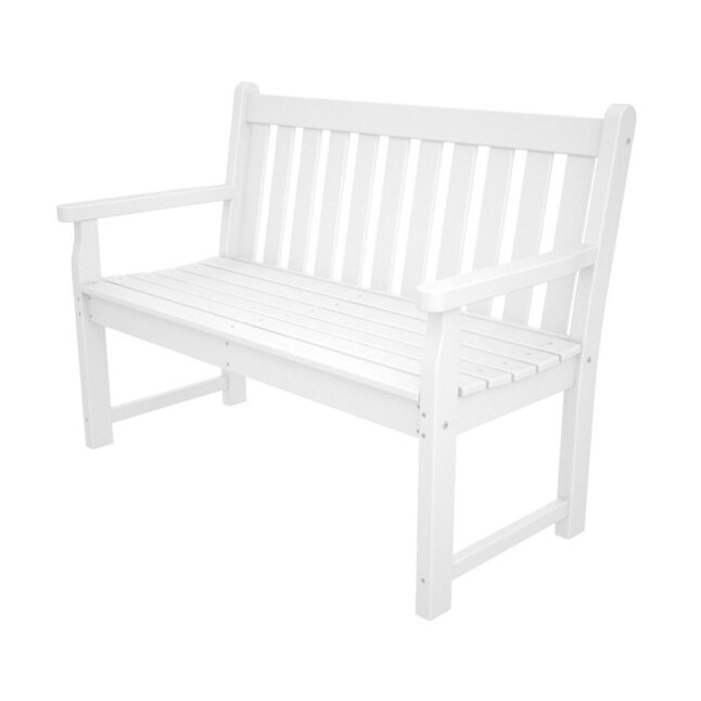 POLYWOOD TGB48WH Traditional Garden 24.25-in W x 47.5-in L White Plastic Patio Bench