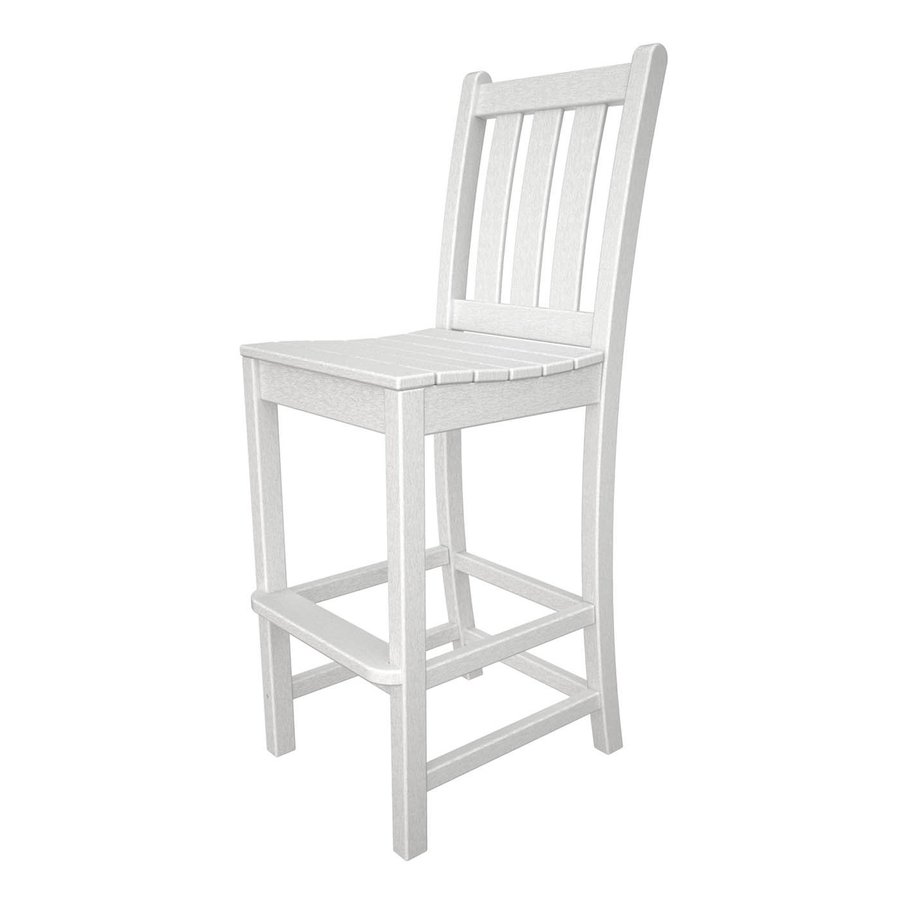 POLYWOOD Traditional Garden Plastic Bar Stool Chair with Slat Seat at