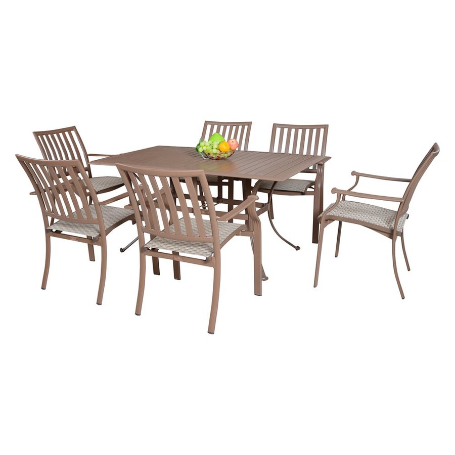 Hospitality Rattan Panama Jack 7 Piece Brown Frame Patio Dining Hospitality Rattan Panama Jack 7 Piece Brown Frame Patio Dining Set With Twitchell Fiber