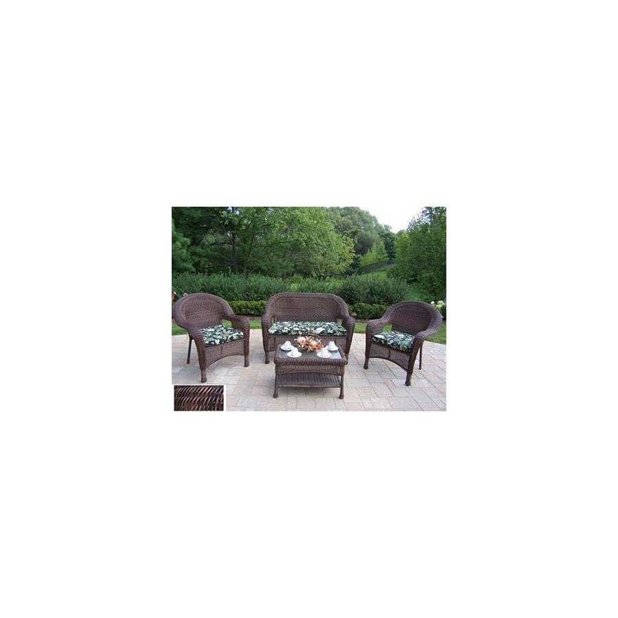 Oakland Living 4-Piece Elite Resin Wicker Patio Conversation Set at ...