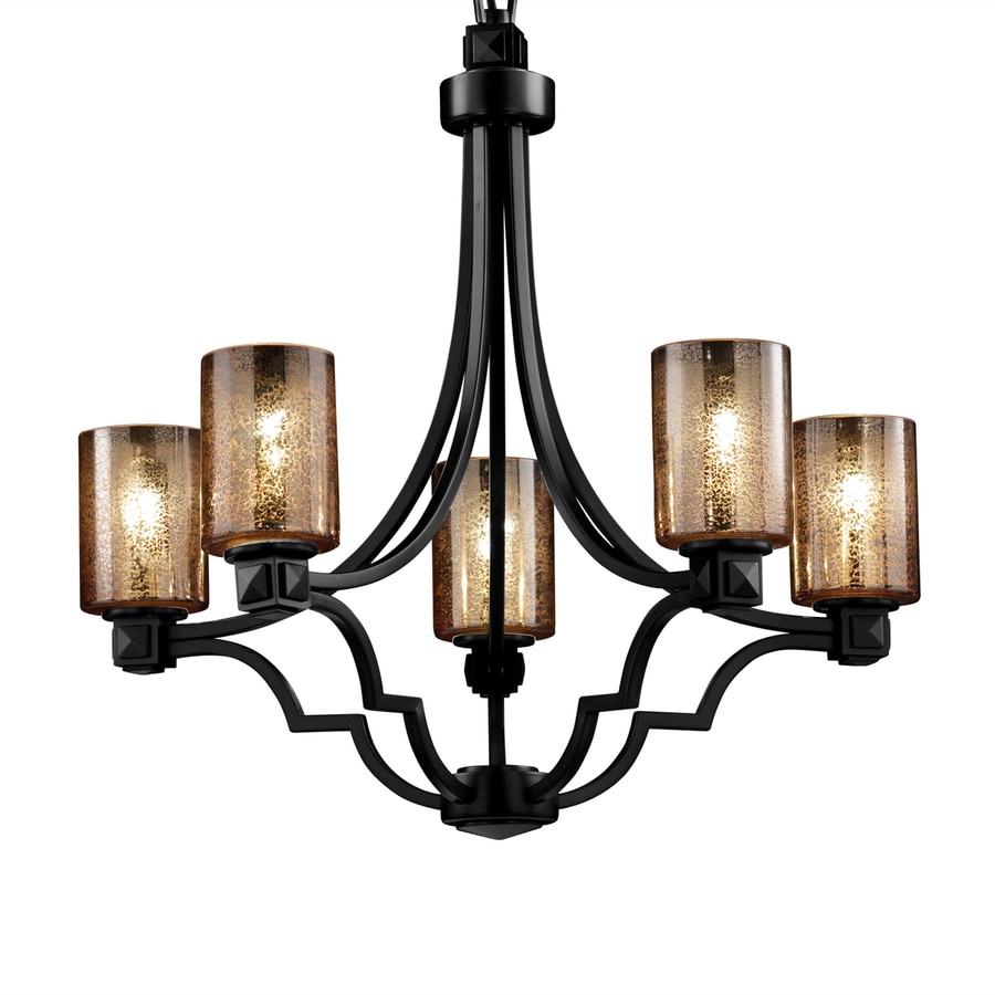 Cascadia Lighting Fusion Argyle 28 In 5 Light Matte Black Cascadia Lighting Fusion Argyle 28 In 5 Light Matte Black Wrought Iron Mercury Glass