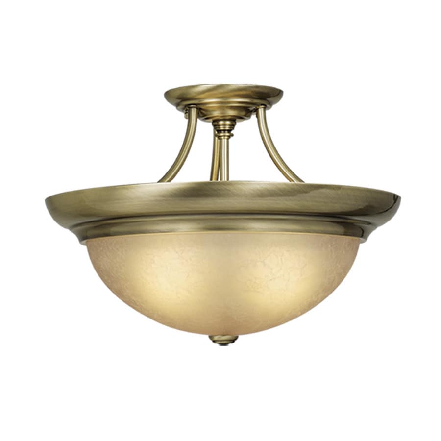 Shop Cascadia Lighting 15 In W Antique Brass Opaque Semi Flush Mount Light At