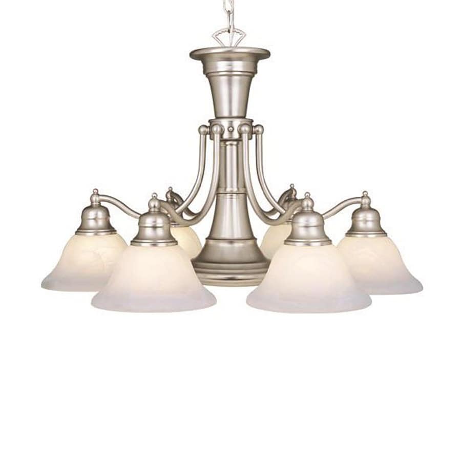 Cascadia Lighting Standford 26 In 7 Light Brushed Nickel Cascadia Lighting Standford 26 In 7 Light Brushed Nickel Alabaster Glass Shaded Chandelier