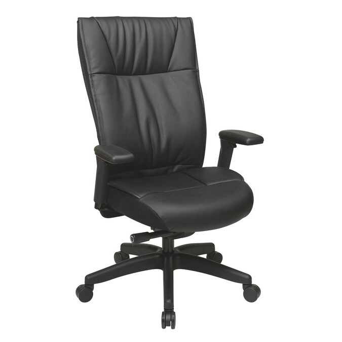 Office Star One Space Black Leather Executive Office Chair in the