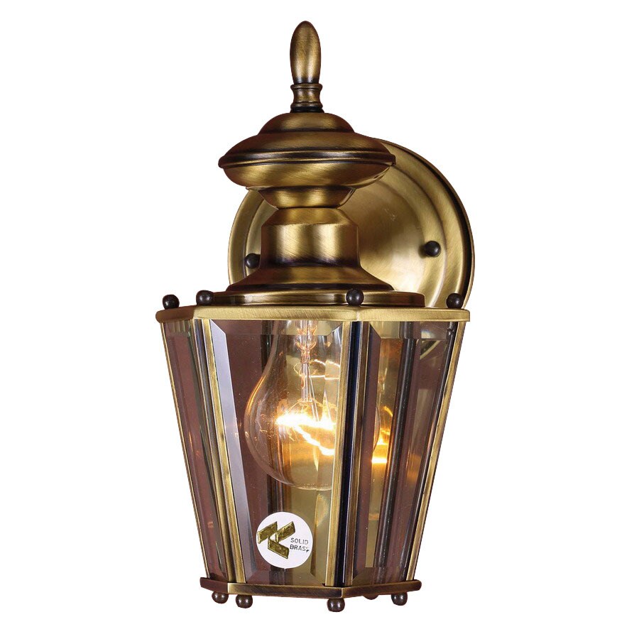 Volume International 10-in Antique Solid Brass Outdoor Wall Light in ...