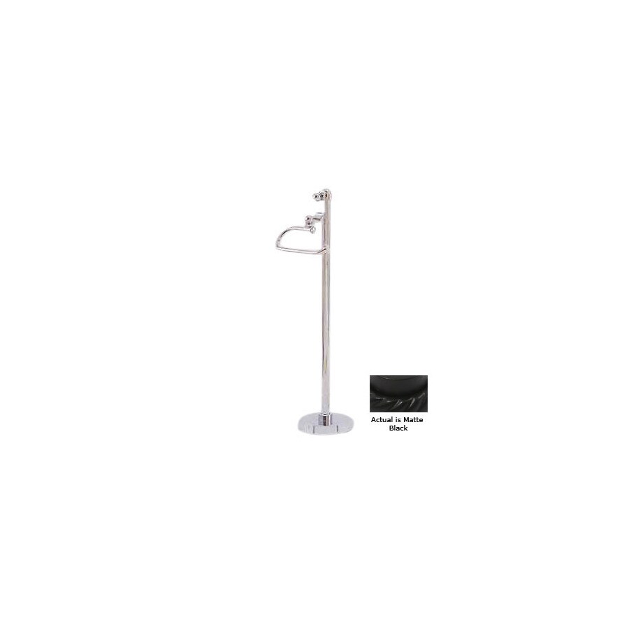 Allied Brass Matte Black Freestanding Floor Toilet Paper Holder at