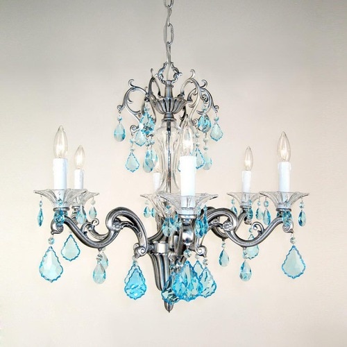 Image result for silver chandelier with aqua crystals