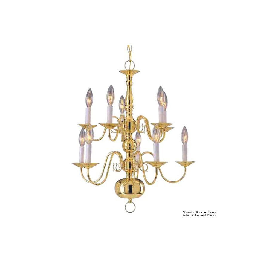 International Lighting 3623-42 10-Light Americana Colonial Pewter Chandelier