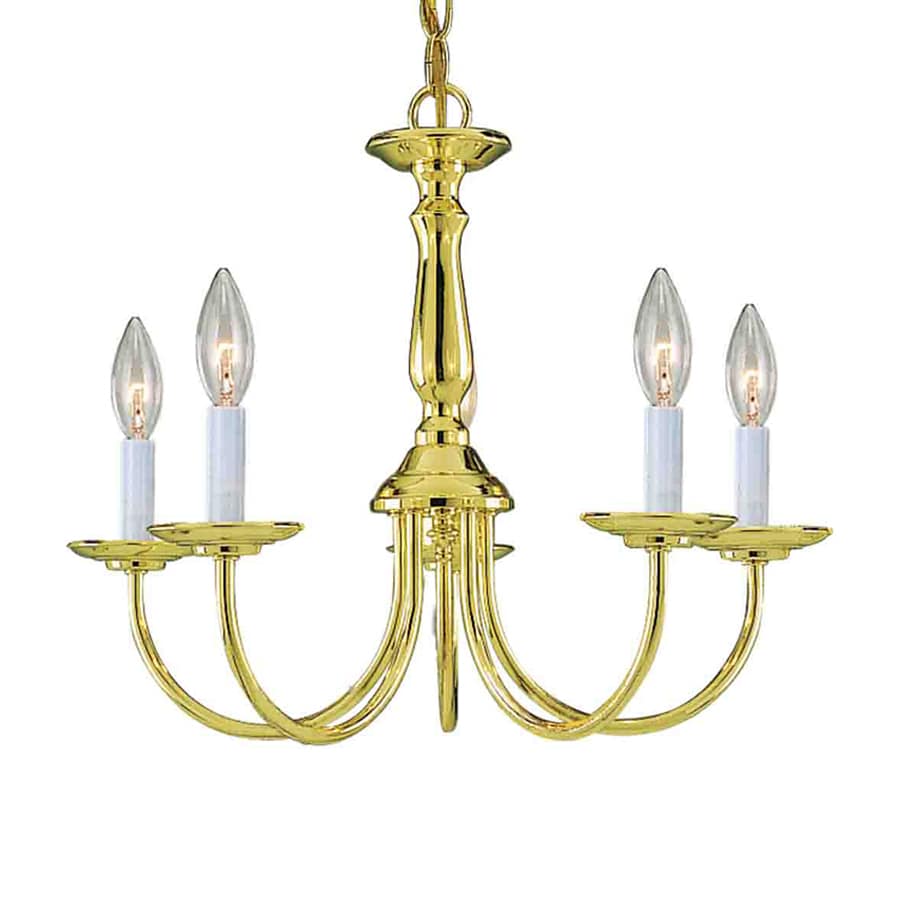 Shop Volume International 18in 5Light Polished Brass Williamsburg Candle Chandelier at