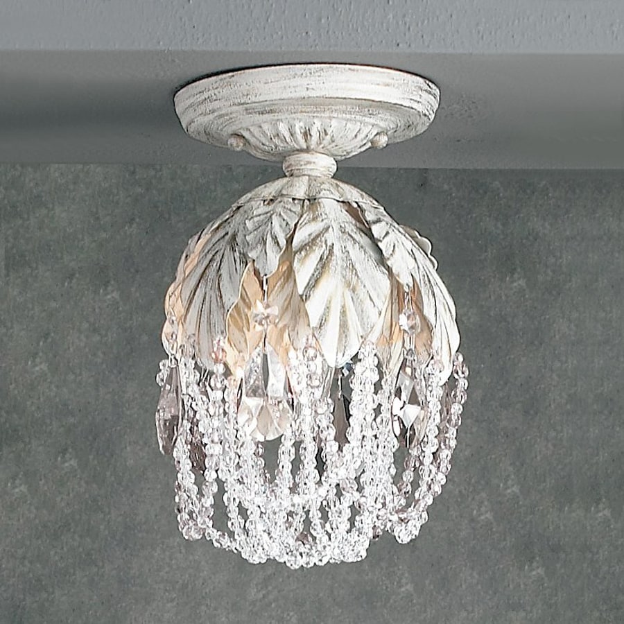 Classic Lighting Petite Fleur 6 In W Antique White Metal Semi Classic Lighting Petite Fleur 6 In W Antique White Metal Semi Flush Mount Light