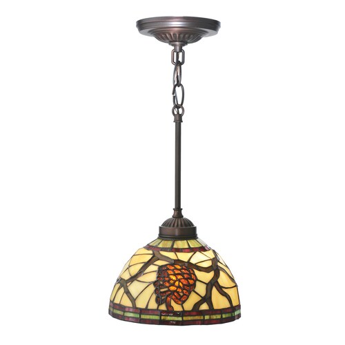 Meyda Tiffany Pinecone 8-in W Mahogany Bronze Mini Pendant Light with ...