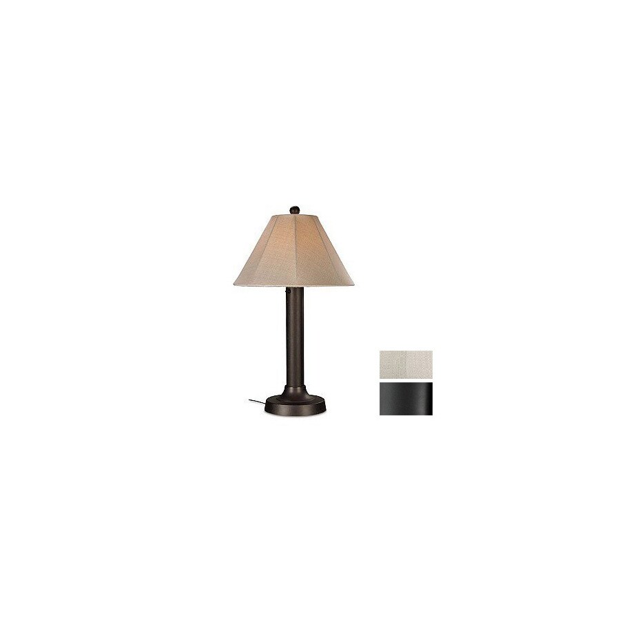 Patio Living Concepts 34in Black Outdoor Table Lamp with Silver Linen