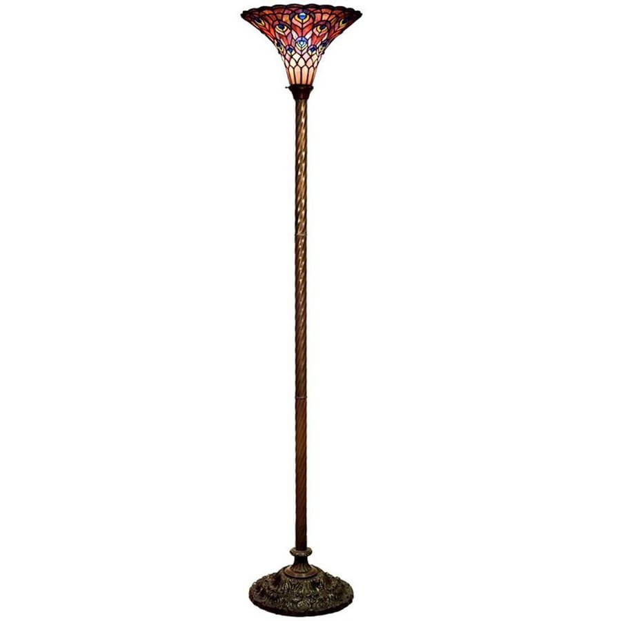 Shop Warehouse of Tiffany Peacock 72-in Torchiere Floor Lamp with ... - Warehouse of Tiffany Peacock 72-in Torchiere Floor Lamp with Tiffany-Style  Shade