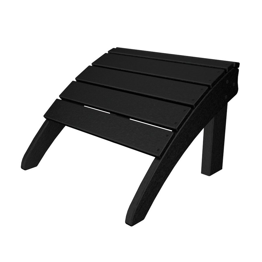 POLYWOOD Seashell Black Plastic Ottoman in the Outdoor Ottomans & Foot