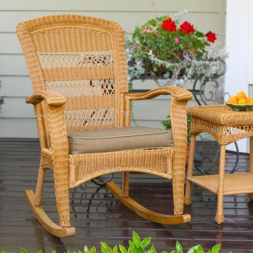 Tortuga Outdoor Portside Wicker Steel Rocking Chair with Neutral/Tan