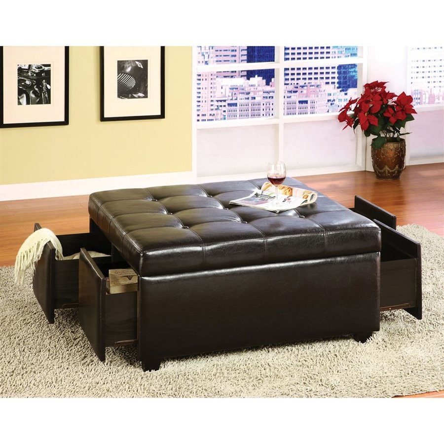 Furniture Of America Petula Casual Espresso Faux Leather Furniture Of America Petula Casual Espresso Faux Leather Storage Ottoman