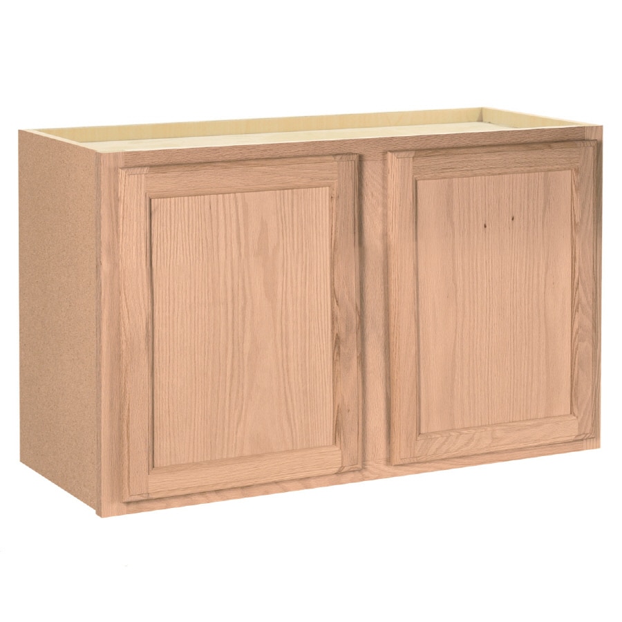 Project Source 36-in W x 15-in H x 12-in D Brown/Tan Oak Door Wall Stock Cabinet at Lowes.com