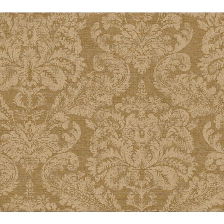 Inspired By Color 922127 Metallics Book 60-sq ft Brown and tan Paper Damask Prepasted Soak and Hang Wallpaper