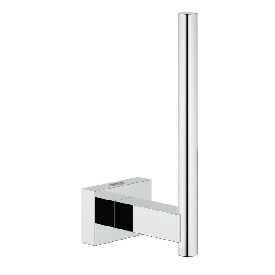 GROHE Essentials Cube Chrome Surface Mount Single Post Toilet Paper Holder