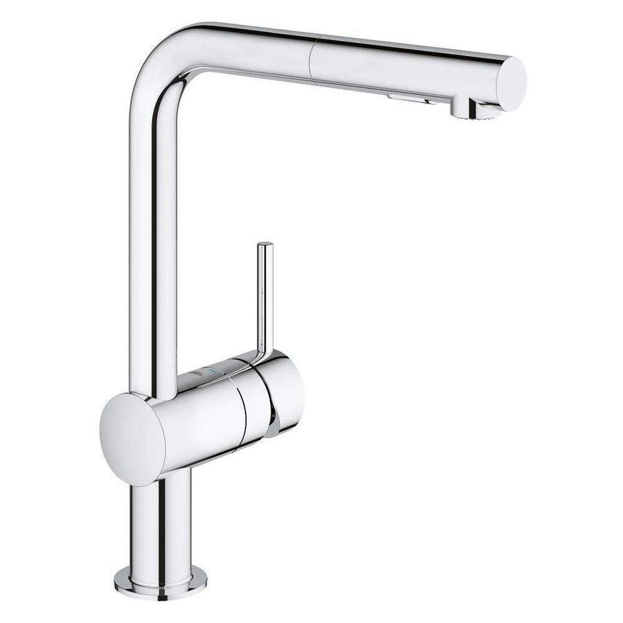 GROHE Minta Chrome 1Handle DeckMount PullOut Handle Kitchen Faucet
