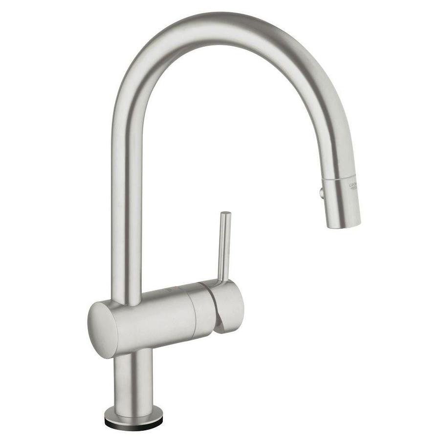 Grohe Minta Supersteel 1 Handle Deck Mount Pull Out Touch Kitchen
