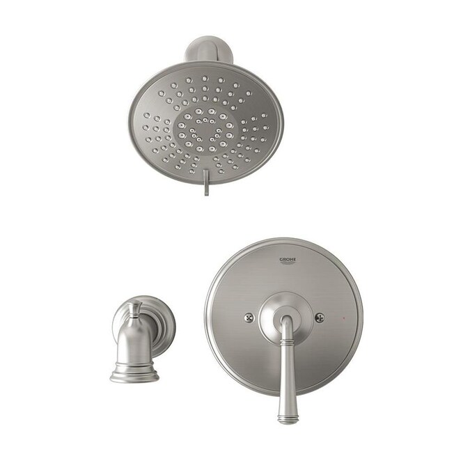 Grohe Gloucester Brushed Nickel 1 Handle Bathtub And Shower Faucet With Valve In The Shower Faucets Department At Lowes Com