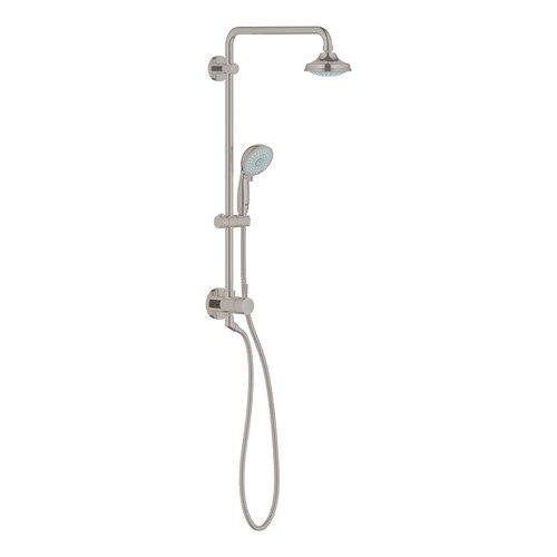 GROHE Retrofit Brushed Nickel Rain Shower Head With Handheld Shower in