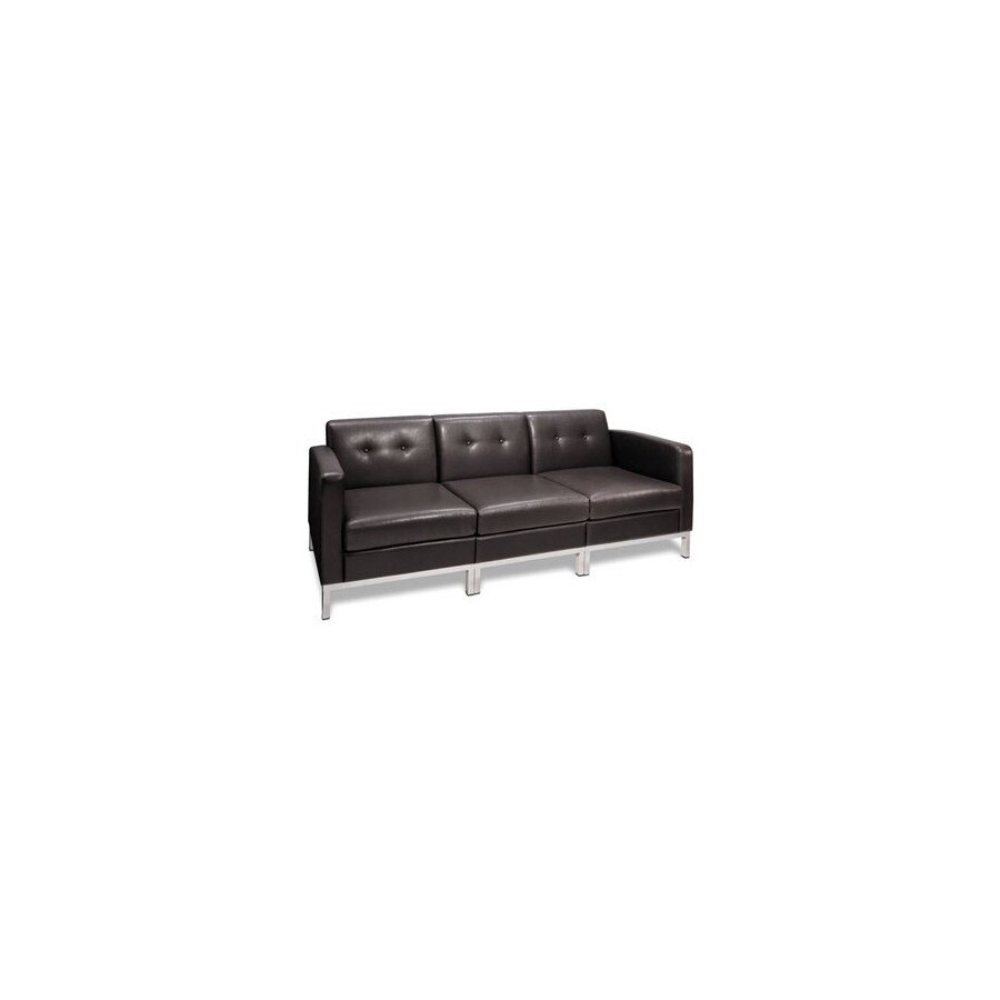 Office Star WST51-WH Avenue Six Chrome Leather Sofa