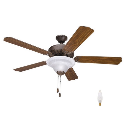 Yosemite Home Decor 52-in Builder Dark Brown Ceiling Fan with Light Kit ...