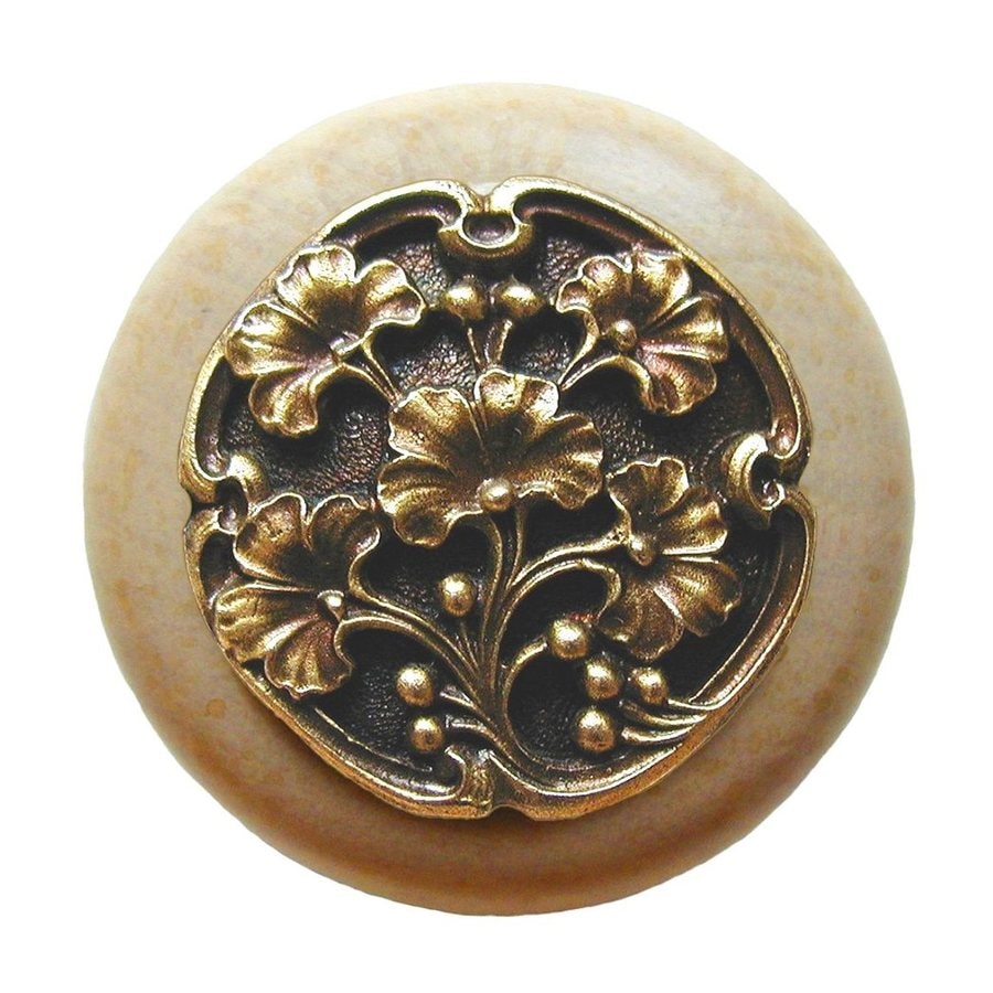 Notting Hill Ginkgo Berry Antique Brass Round Knob in the