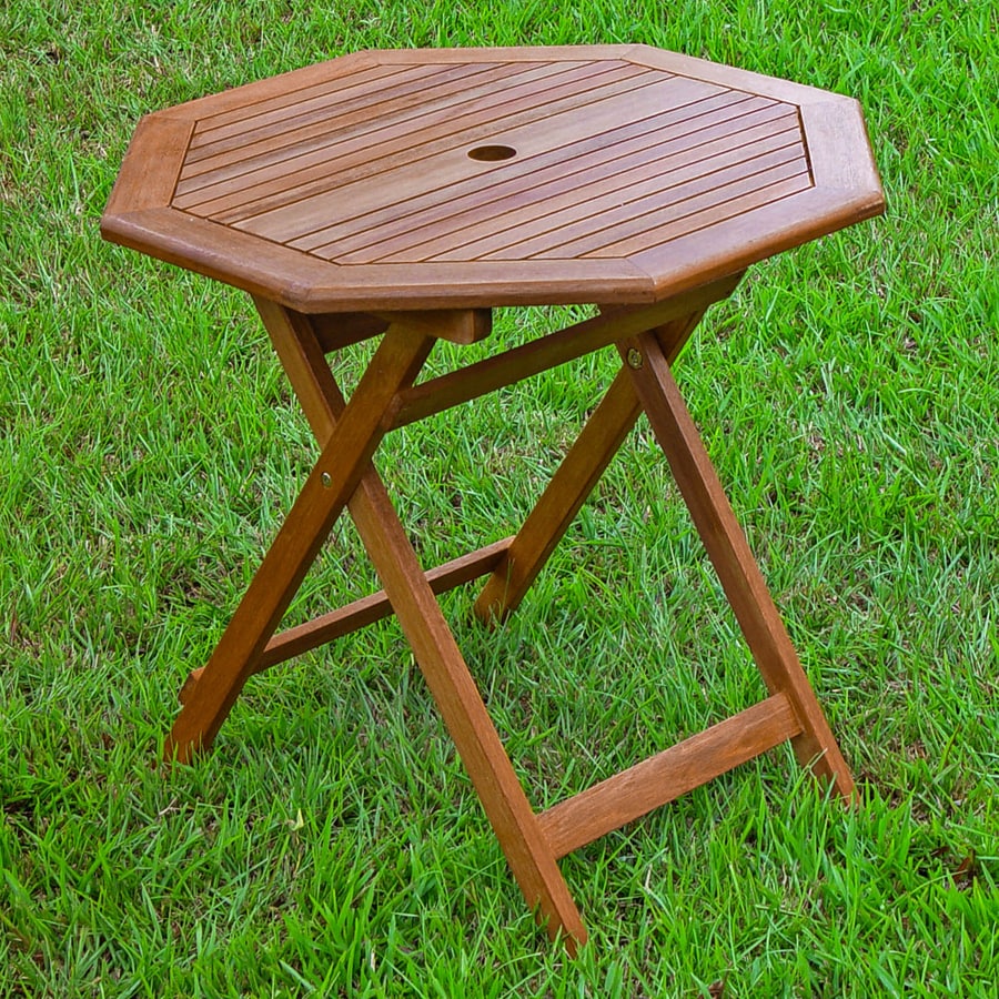 Shop International Caravan 30-in W x 30-in L Oiled Acacia Wood Octagon Folding Bistro Table at 