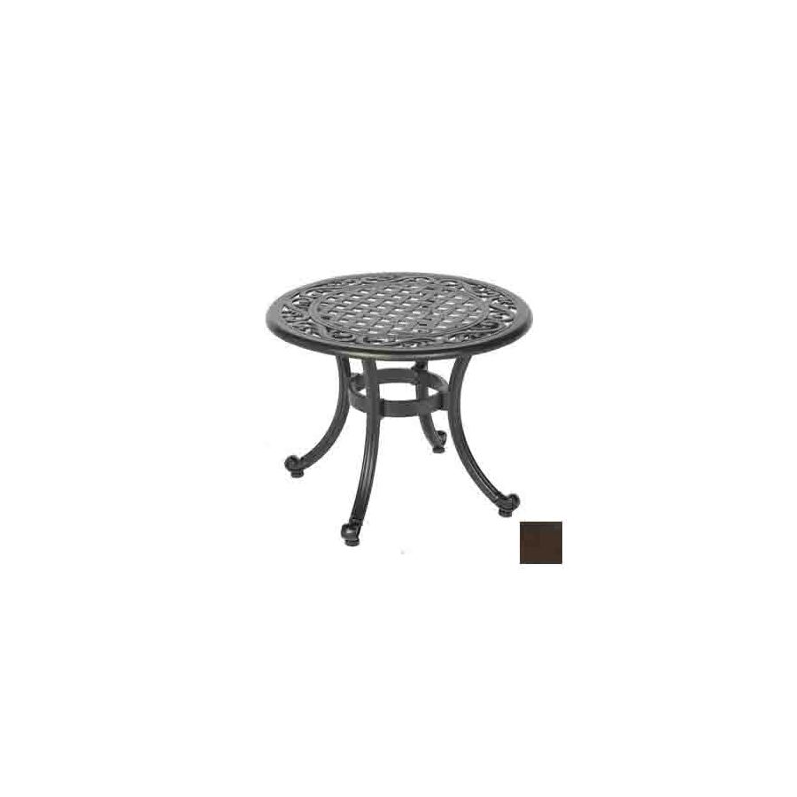 Meadow Decor 2619-58 24-in x 24-in Walnut Cast Aluminum Round Patio Side Table