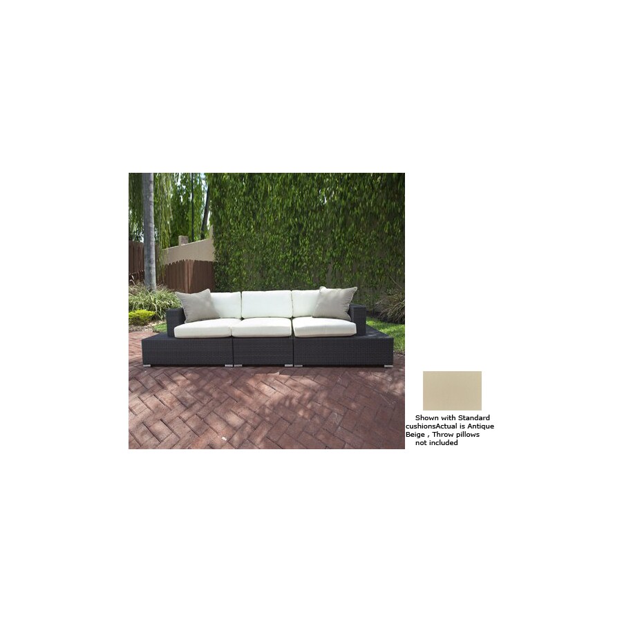 Source Outdoor ATG7026833 Cast Aluminum Patio Sofa with Solid Beige Cushion