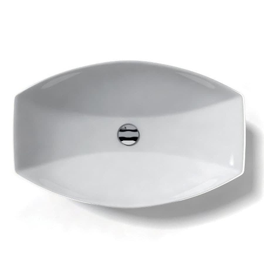 ... White Ceramic Vessel Oval Bathroom Sink (Drain Included) at Lowes.com