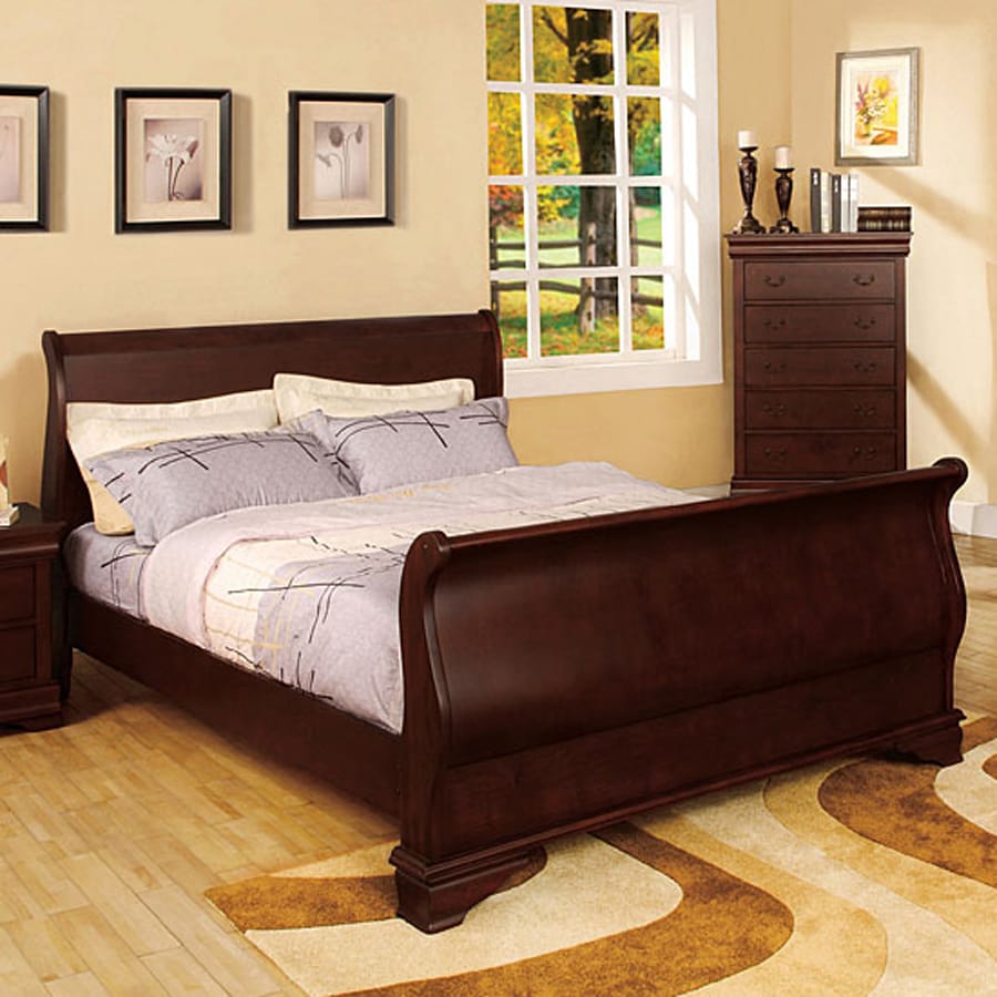 Shop Furniture of America Laurelle Dark Cherry California King Sleigh