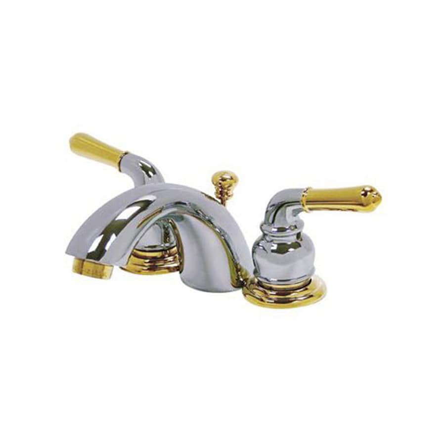 Elements of Design EB954 Chrome/Polished Brass 2-Handle 4-in Mini Widespread Bathroom Faucet (Drain Included)