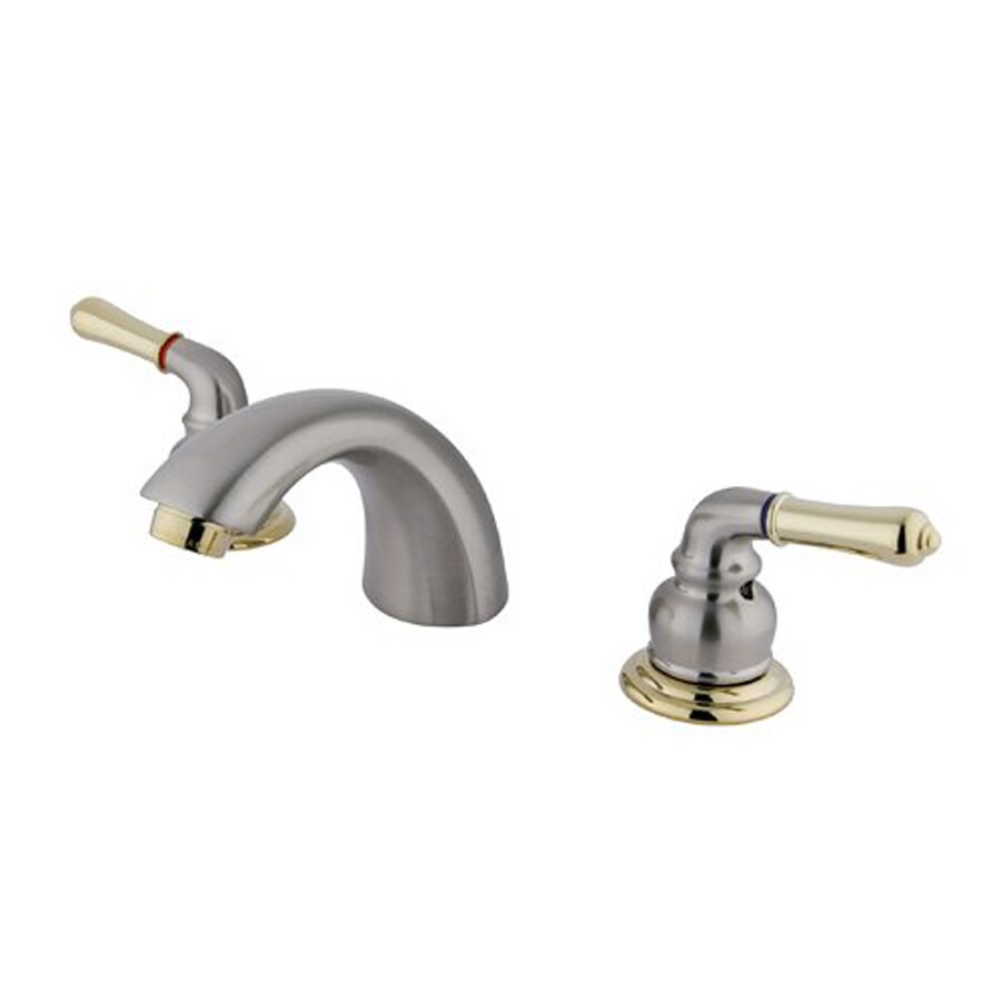 Elements of Design EB959LP Magellan Polished Brass/Satin Nickel 2-Handle 4-in Mini Widespread Bathroom Faucet