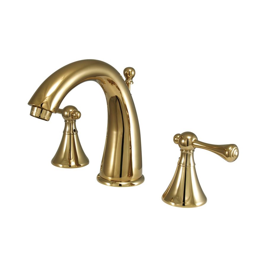 ... Polished Brass 2-Handle Widespread Bathroom Faucet (Drain Included) at